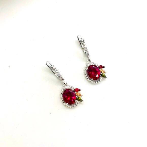 Beautiful Silver Ruby Peridot Citrine Earrings - Picture 17 of 17